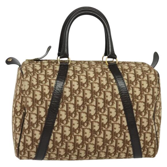 DIOR Trotter Canvas Boston Bag Brown Gold - Picture 2 of 12